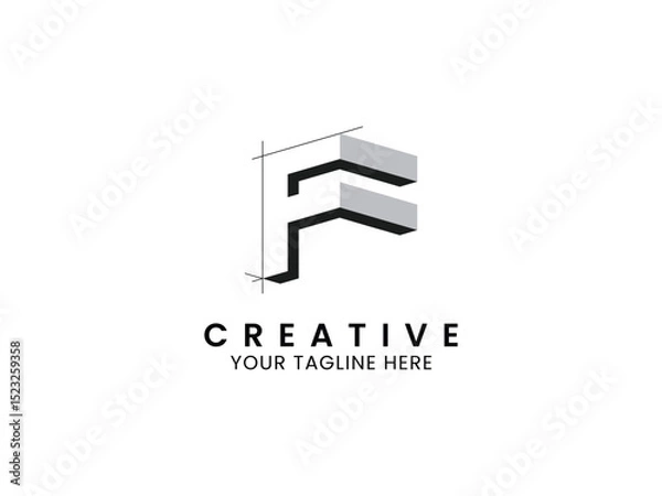 Fototapeta Letter F architect logo, and construction logo design