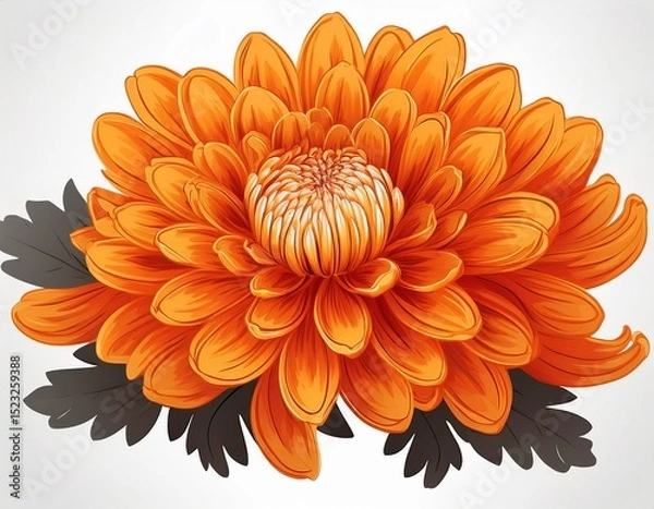 Obraz vibrant orange chrysanthemum flower large chrysanthemum flower isolated on white background