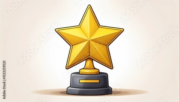 Obraz award trophy star 3d cartoons style on white background