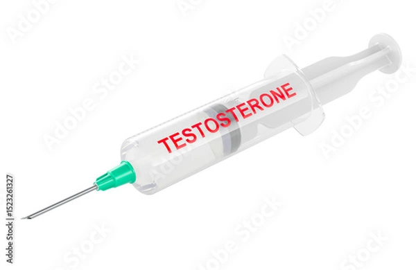 Obraz Syringe with Testosterone. 3D rendering isolated on transparent background