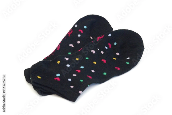 Obraz Isolated colorful socks with stripes on white background