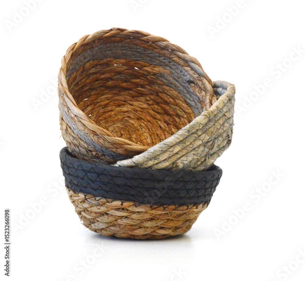 Obraz Empty wooden fruit or bread basket on white background