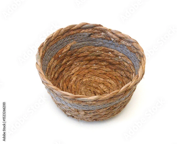Obraz Empty wooden fruit or bread basket on white background