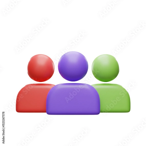 Obraz 3D Rendered Icon of Three Diverse People Representing Community and Collaboration