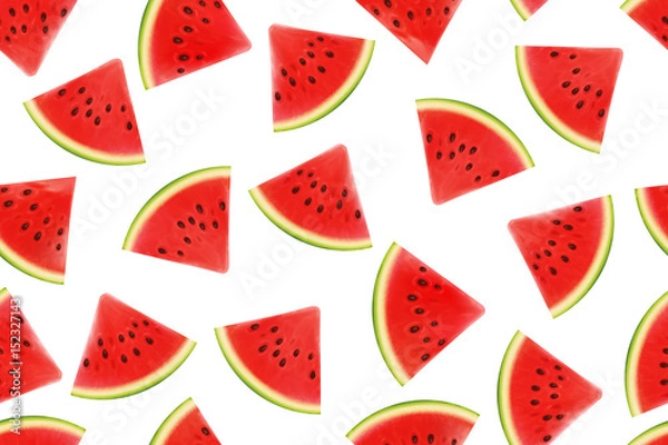 Fototapeta Seamless background with watermelon slices. Vector illustration. design for greeting card and invitation of seasonal summer holiday
