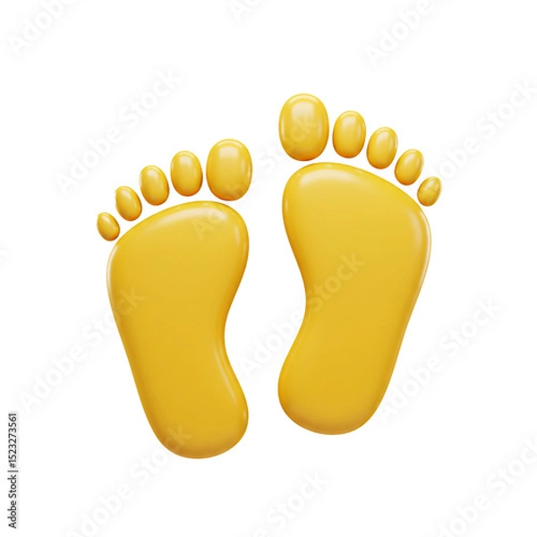 Fototapeta 3D rendered illustration of two yellow footprints, isolated on a white background design