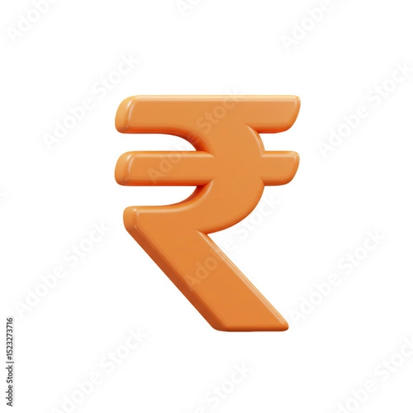 Fototapeta 3D rendered orange rupee symbol isolated on white background for financial illustrations