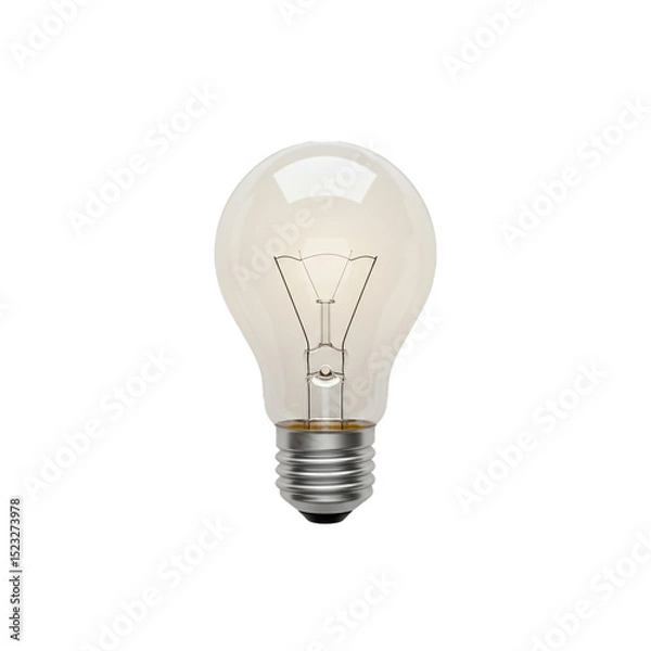 Fototapeta Realistic 3D illustration of a glowing incandescent light bulb on a white background