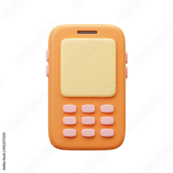 Fototapeta 3D rendered illustration of a retro-style mobile phone with an orange and yellow design