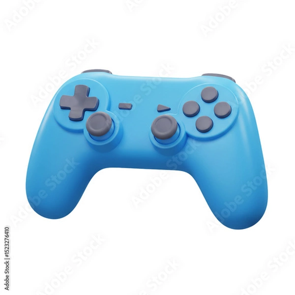 Fototapeta 3D Render of a Modern Blue Game Controller on White Background