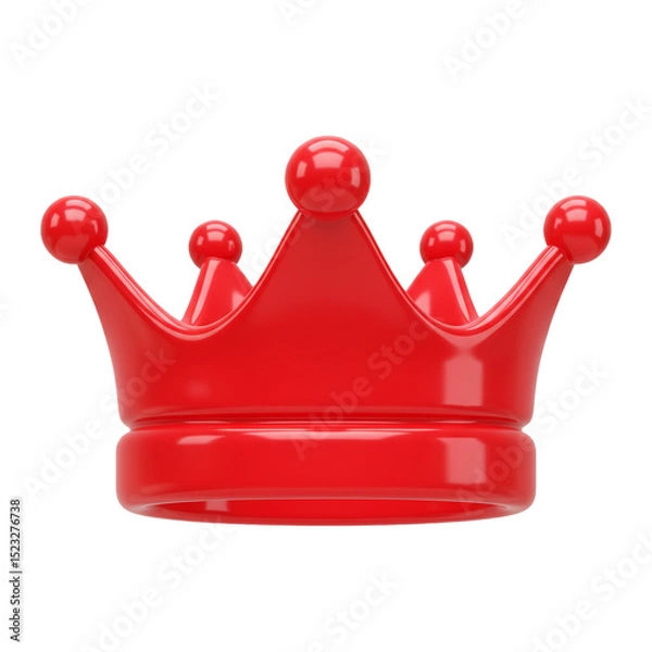 Fototapeta 3D Render of a Shiny Red Crown Isolated on a White Background for Conceptual Design