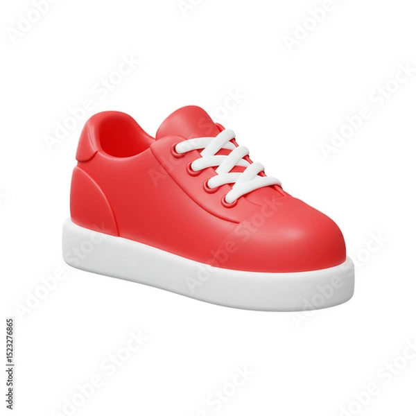 Fototapeta Vibrant 3D Render of a Red and White Sneaker Isolated on a Clean White Background
