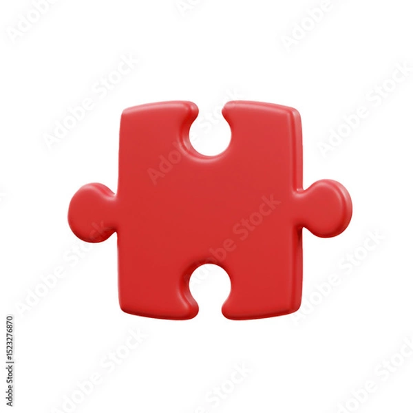 Obraz Isolated red puzzle piece on white background representing problem solving and teamwork