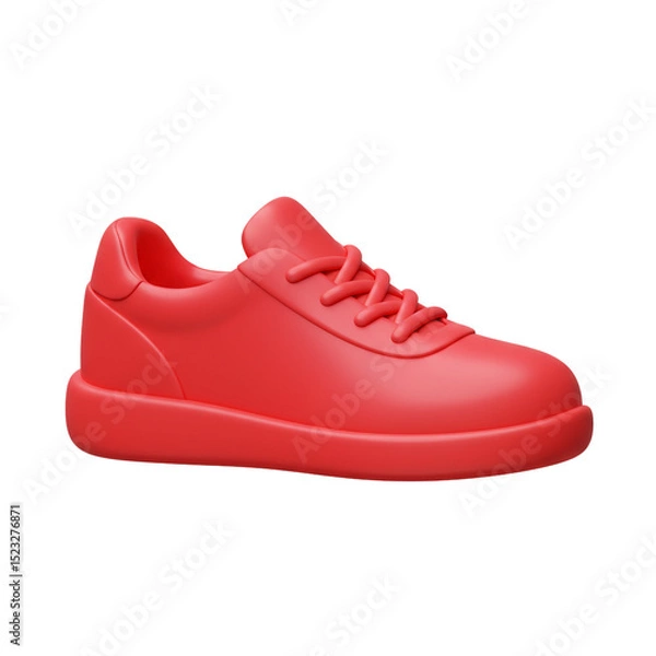 Fototapeta 3D rendering of a vibrant red sneaker isolated on a white background showcasing footwear design
