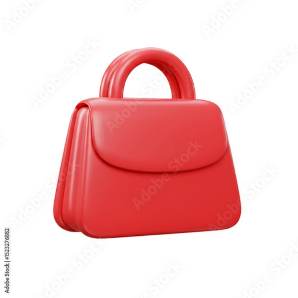 Fototapeta Vibrant 3D Render of a Stylish Red Handbag for Fashion and Accessories Designs