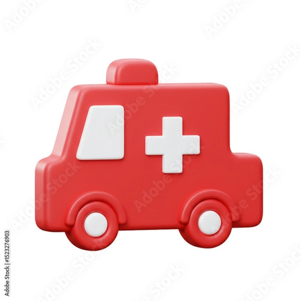 Fototapeta 3D rendered illustration of a red ambulance icon, perfect for medical and emergency services