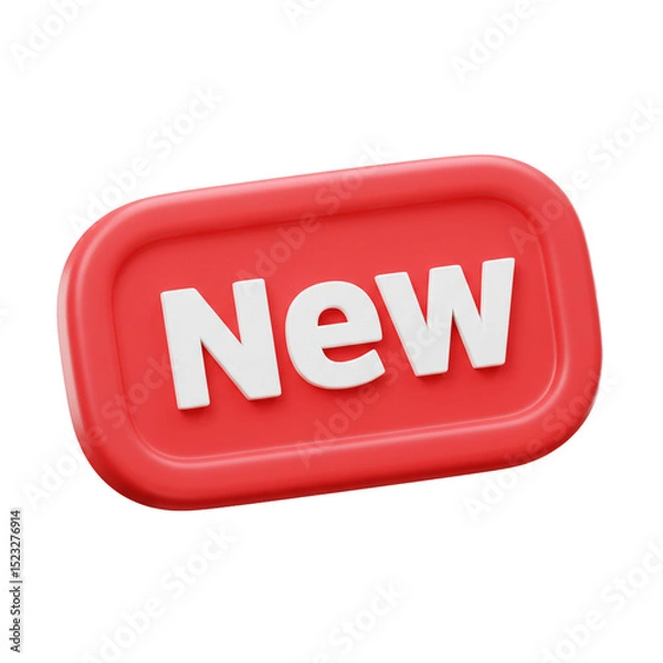 Fototapeta A vibrant 3D render of a 'New' button, ideal for website or app interfaces