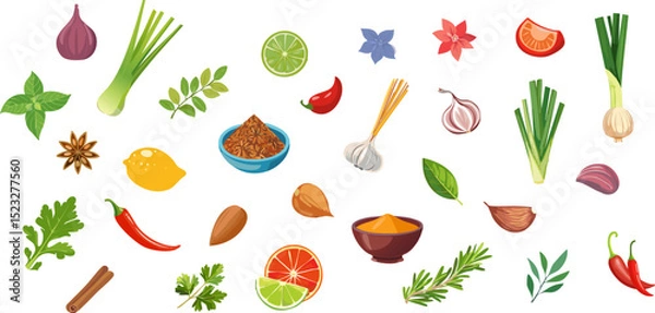 Obraz A vibrant collection of diverse herbs and spices