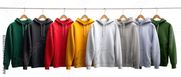 Fototapeta A vibrant clothing rack filled with colorful apparel, reminiscent of a neatly arranged shop display, invites a delightful shopping experience