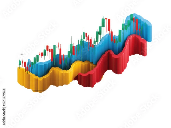Fototapeta Colorful business growth graph illustration with an upward arrow signifying market success