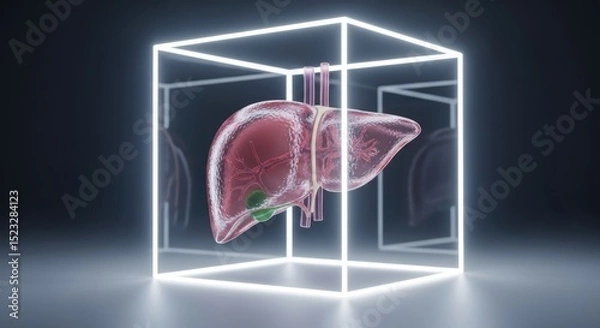 Obraz Illuminated liver in futuristic display highlighting world hepatitis day awareness