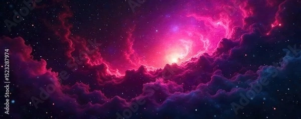 Obraz Distorted, swirling nebulae of deep crimson and violet, punctuated by sharp, jagged points of light, resembling nightmare stars in a cosmic canvas , abstract, mystery, contrast