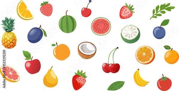 Obraz A collection of various fresh and colorful fruits, with a focus on a healthy and vibrant diet. This image is perfect for depicting the freshness and beauty of nature's bounty.