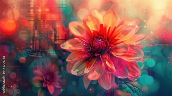 Obraz Vibrant dahlia in artistic setting