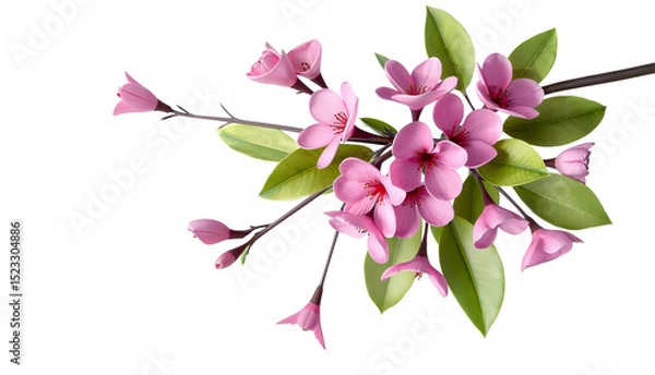 Fototapeta A blooming twig with small pink flowers.