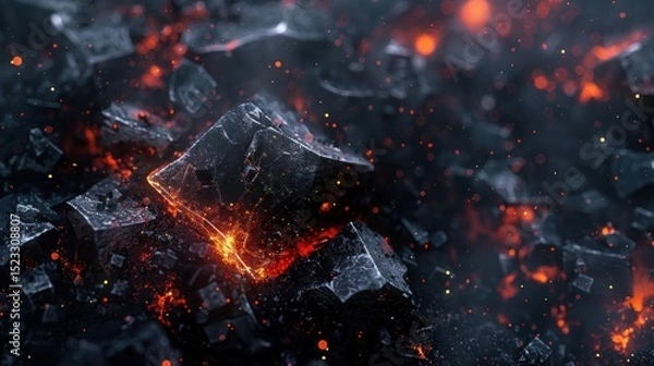 Obraz Volcanic rock destruction