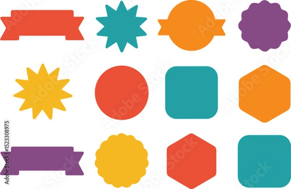 Obraz Colorful stickers, labels and banners forming a collection of retro shapes