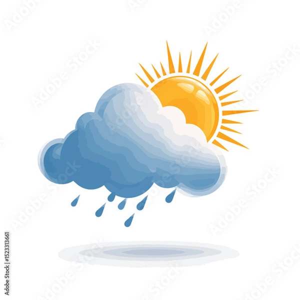 Obraz Sunny Day with Rain Cloud Vector