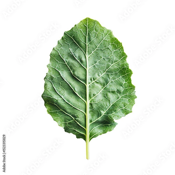 Fototapeta Close-up view of a vibrant green leaf isolated on transparent background.
