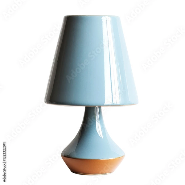 Fototapeta A light gray ceramic table lamp with an orange base isolated on tranparent background.