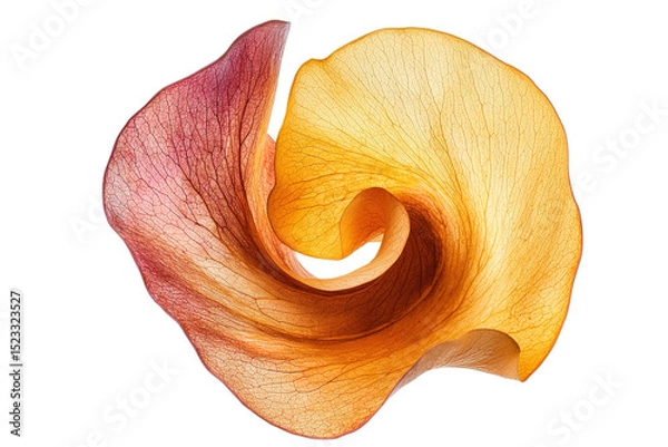 Fototapeta Detailed close-up view of a flower petal isolated on tranparent background.