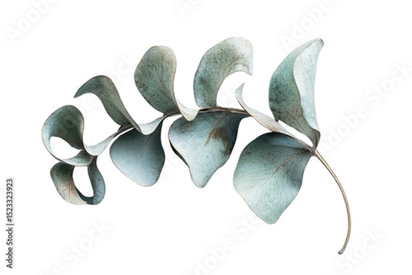 Fototapeta Delicate, light-blue eucalyptus branch isolated on tranparent background.