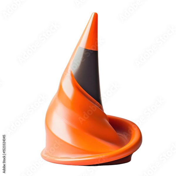 Fototapeta Abstract orange and dark gray cone shape isolated on tranparent background.