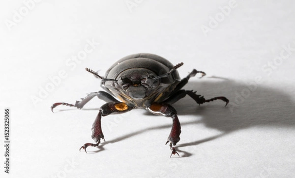 Fototapeta Lucanus cervus is the best-known species of stag beetle (family Lucanidae) in Western Europe. Imago, a female insect on, a white background.