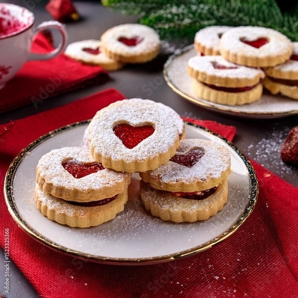 Obraz Butterplätzchen mit Marmelade – Spitzbuben-Stil