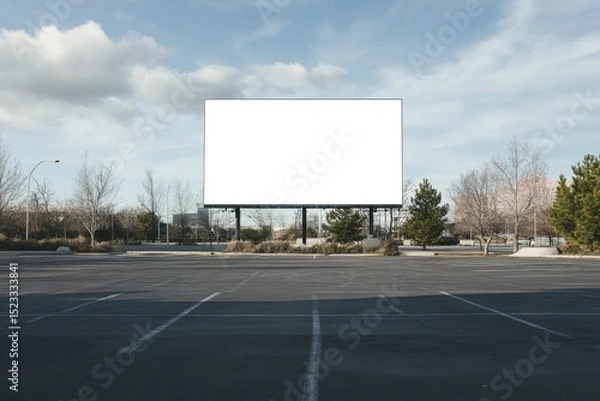 Fototapeta Detailed Image of Empty Billboard on Parking Lot