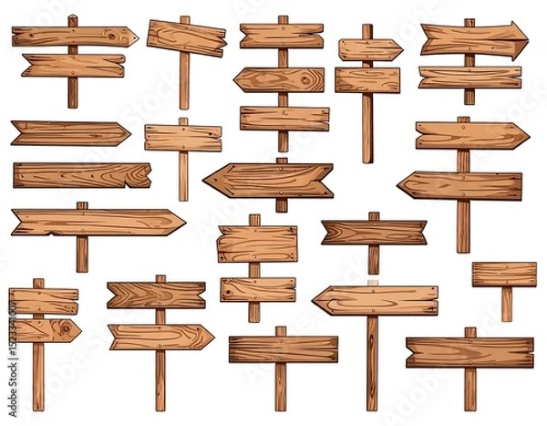 Obraz Vintage Wooden Signs Collection.sign, advertisement, grey, message, plank, rustic, blank, collection, element, empty, isolated, vintage, board, design, old, texture, wood, brown, wooden, advertising, 