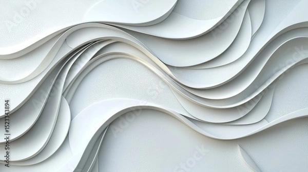 Obraz Elegant White Abstract Background Featuring Sculpted 3D Waves and Breccia Marble Inspiration for Modern Design Projects