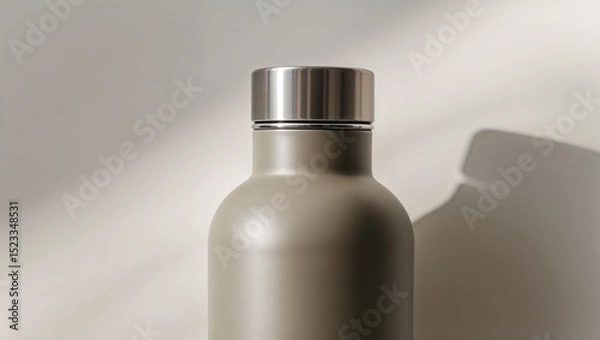 Fototapeta Reusable water bottle on beige background