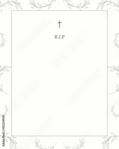 Fototapeta Minimalist digital funeral card layout in vector for announcements