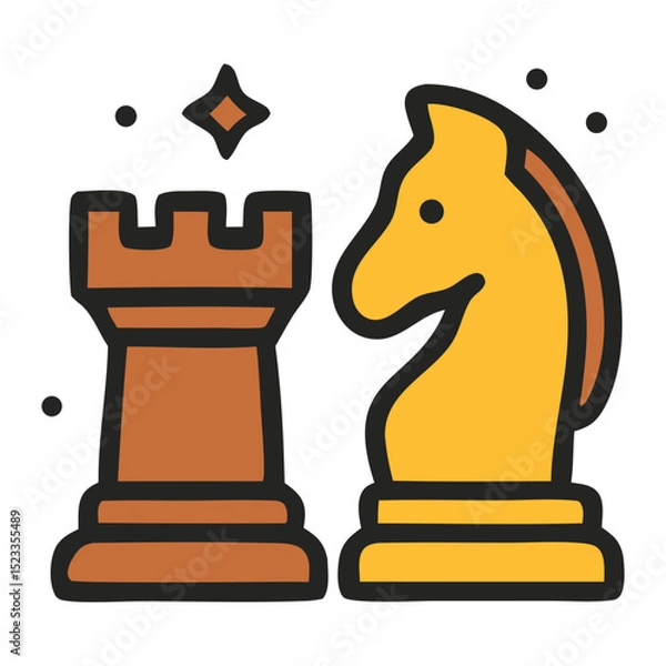 Fototapeta  chess game Icon, Filled Line style icon vector illustration, Suitable for website, mobile app, print, presentation, infographic and any other project.