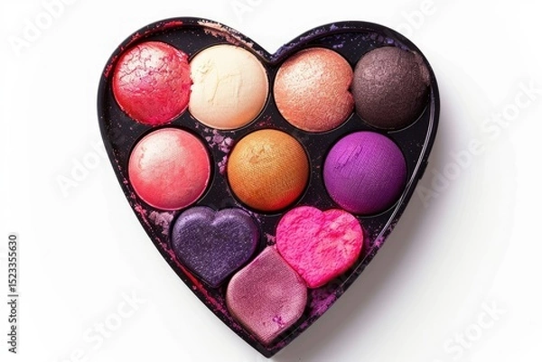 Obraz high quality image of Eyeshadow palette and beauty blender on white background