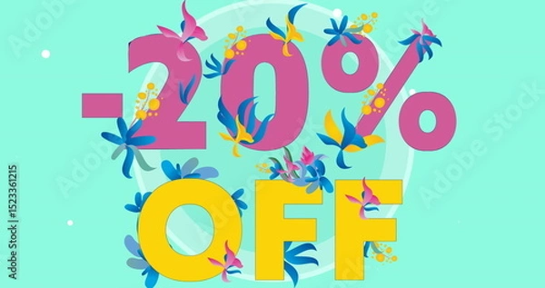 Obraz Image of 20 percent off text over green background