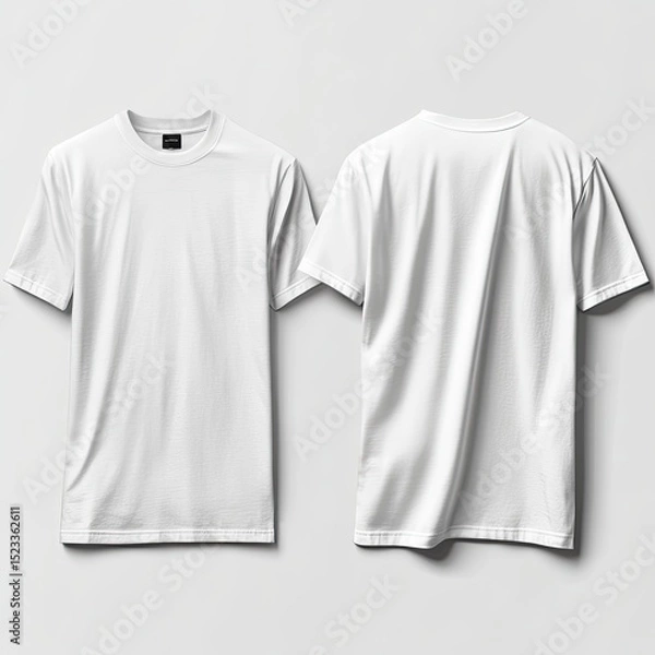 Fototapeta Blank white t-shirt, front and back views (1)