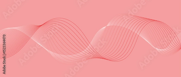 Fototapeta Abstract wave lines in color gradient on minimalist background. Futuristic and dynamic look, perfect for tech, digital, and modern design projects.