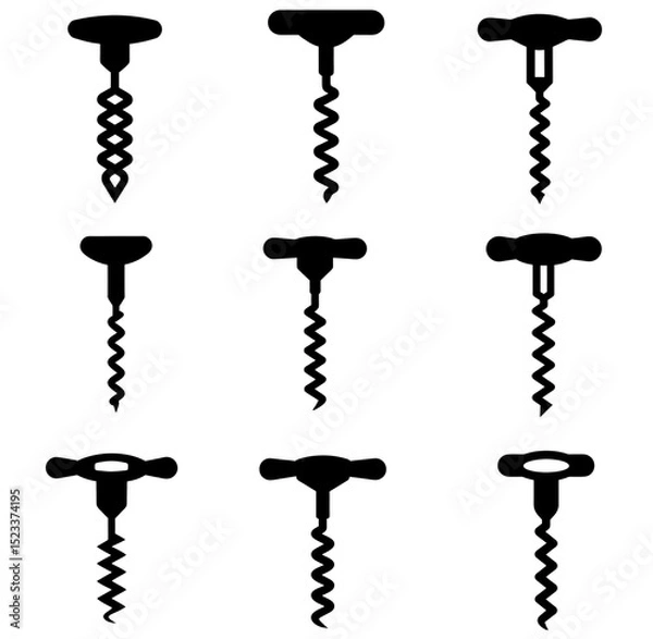 Obraz Corkscrew Black silhouette vector